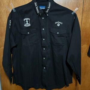 Western wrangler Shirt Black Men 3XL JACK DANIELS embroidered